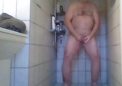 Chubby Danish Old Man in Bathroom