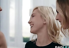 Lesbian couple Charlotte Sins and Millie Morgan seduced their teen neighbor