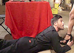 Custodian sucks and gets trannys pipe