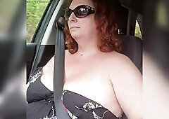 Curvy hawt mother i'd like to fuck driving throughout city and construction topless and playing with large natural boobs and nipps. wonder how ma