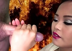 Thai MILF working her lips and hands on every inch of cock