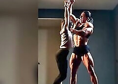 Dungeon tickling athletic body builder babes overpowering smaller weak babes