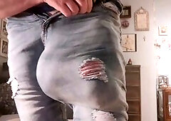 Admirer gives young man jeans that stretch for his bulging gift