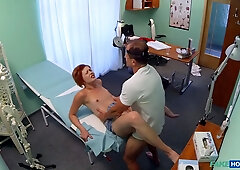 This red head desired a sick note so i made her screw for it - fake health center