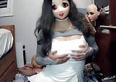 Emily's Masks Pt2! Doll masked Celli plays with her rubber self and her constricted white suit!