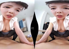 Door to Door Salesgirl Demos her Toys; Big Tits Japanese Pornstar Fucks with Sextoys POV
