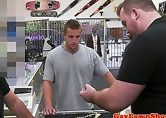 Pawnshop amateur cocksucking in store