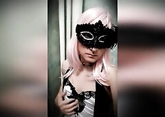 Mysterious masked trans gal shows herself