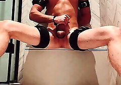 144.3 jerking off in harness and with cock ring