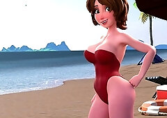 Hot Stepmom Aunt Cass Gets Her Pussy Stuffed in Beach POV