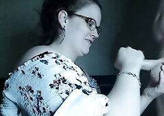 Toxic Lilly worships the ramrod until this babe gets rewarded with a biggest facial on her glasses.