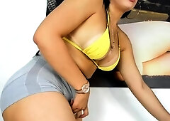 Amateur striptease and Solo masturbation