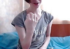 Cute shemale teases with her big dick and firm ass