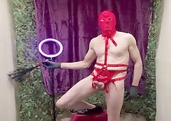 Hot wank, solo, harness