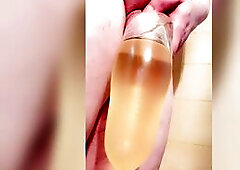 Small Transsexual shlong fills jo-bag with golden urinate