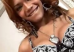 Gorgeous Latina shemale Isabella Lobos shows off her big cock