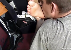 Foot Slave Licks Her Boots Clean
