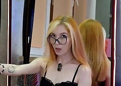 Hawt playgirl alone at home with a toy