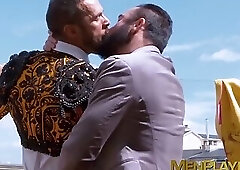 Pretty costumed hunk Denis Vega fucked doggystyle outdoor