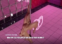 Futa porn. Work as a stripper at the pole. CG dong gal. Giant breasts.