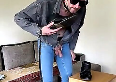 A fetishist guy loves his boots