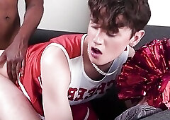 Crossdresser gay cheerleader fucked hard in anal hole