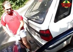 Hot Laurie Sucks Cocks On The Street