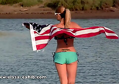 Patriotic dildo fucking