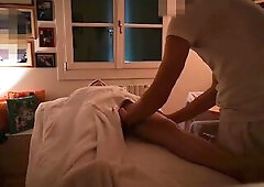 Professional masseur makes a stranger woman cum three times and cums on her abdomen