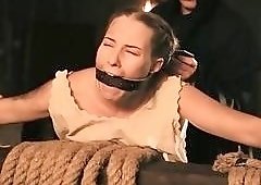 Dungeon slave receives branding and caning from master BDSM porn