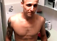 Czech Hunter: Reality slamming hard together with inked Czech twink gay Hunter in bath