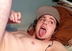 Vocal guy, self facial, gay cum tasting