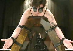 Bound babe fingered & vibed