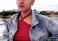 Large fake melons and round butt Thai mother I'd like to fuck enjoys a coarse cunt screw