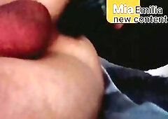 Solo anal orgasms the little trans cutie Mia Emilia does herself with a cucumber Summary by me