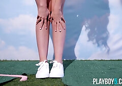 Naked golf with hairy teenager Jane Wilde