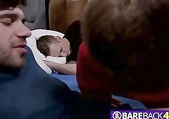 HARDCORE BAREBACK foursome with CURIOUS top STRAIGHT friend