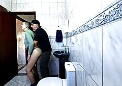 Step-niece alone in the washroom gets a rub. dryhump