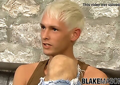 Thick jizz-shotgun ash-blonde youngster stroking off solo