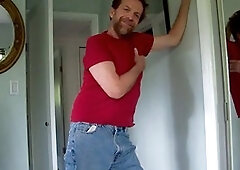 Hairy artist's slow seduction in denim – commissioned flick