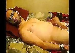 Latino Guy In Glasses Beating Off Alone