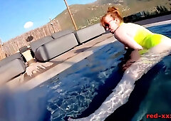 Red Xxx - Fucks Her Pussy With A Toy In The Pool