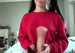 Lovely Amateur teen brunette masturbating outdoor