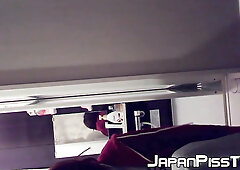 Cute Japanese pissing on the floor & then cleaning up