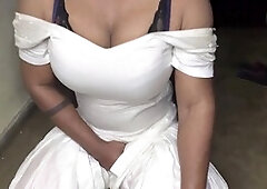 Charucrossy42 shows off her curves in an off-shoulder outfit and bra