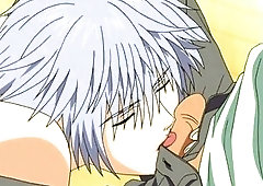 Bound anime guy gets ridden hard in anime clip