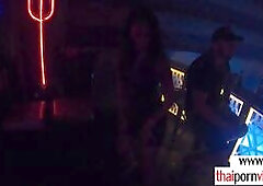 Hot amateur Thai babe Polly with big boobs in slutty outfit is dancing in a nightclub The music makes her asian pussy wet so she goes back to her hote