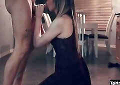 Glamorous TS Kate Zohas off tight lingerie ang gets analed from behind