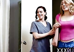 Hot lesbo enjoyed sexy massage and consummate cunt licking and unfathomable fingering by hawt masseuse with consummate butt