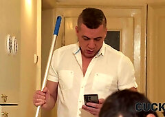 Hot slender girl comes to her gyno checkup with her husband and gets fucked by her doctor while her hubby is watching in shame